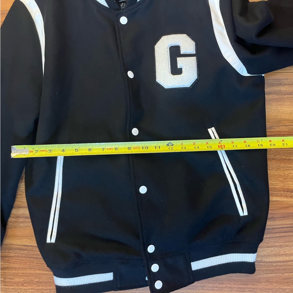Read! GUESS Men's Wool G Varsity Letterman Bomber  Hooded Jacket Black Size S - Picture 9 of 9